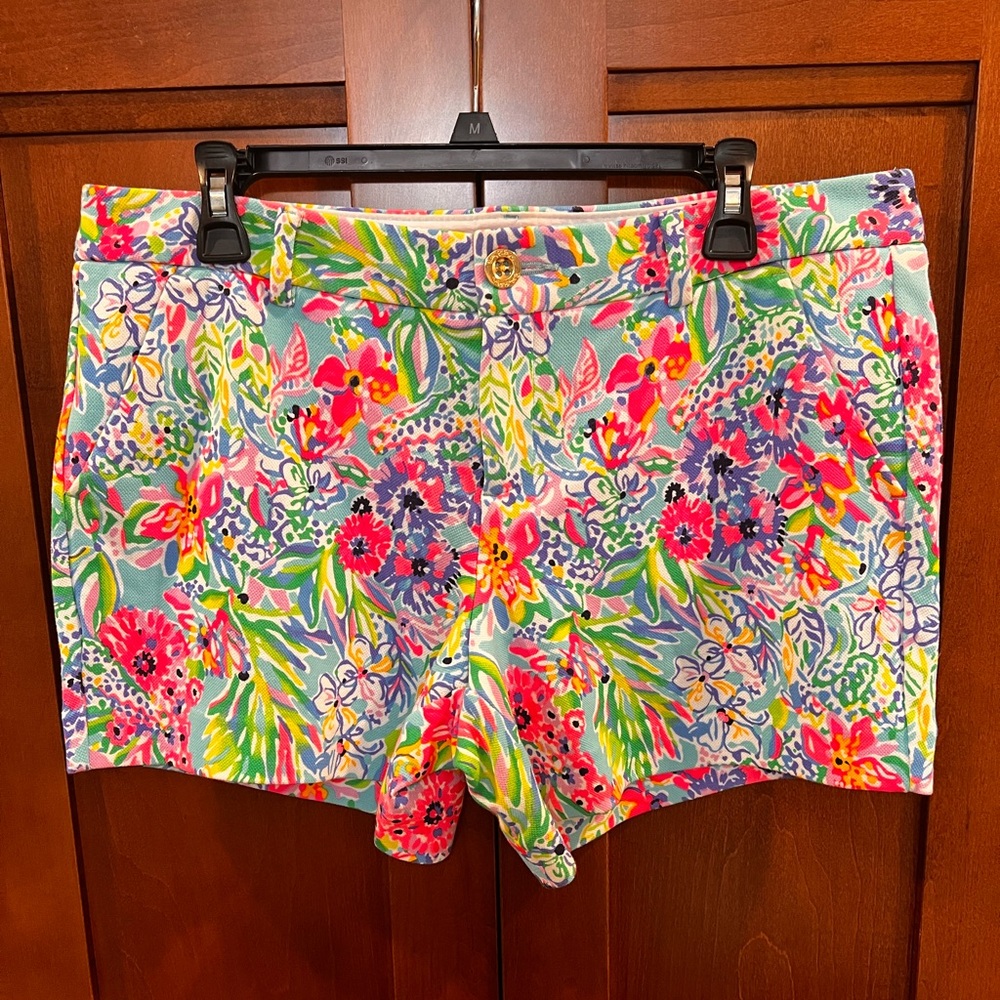 Lilly Pulitzer Callahan Knit Short Amari Blue Alligator Isle size 12 NWT